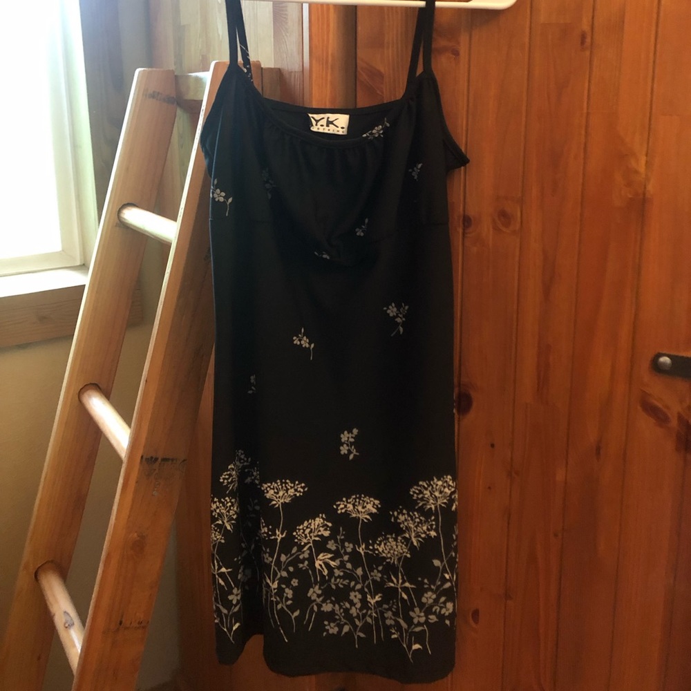 90s floral little black dress